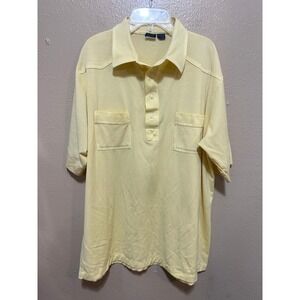 Wrangler Mens XL Yellow Polo Shirt 3 Button Short Sleeve Pockets Western
